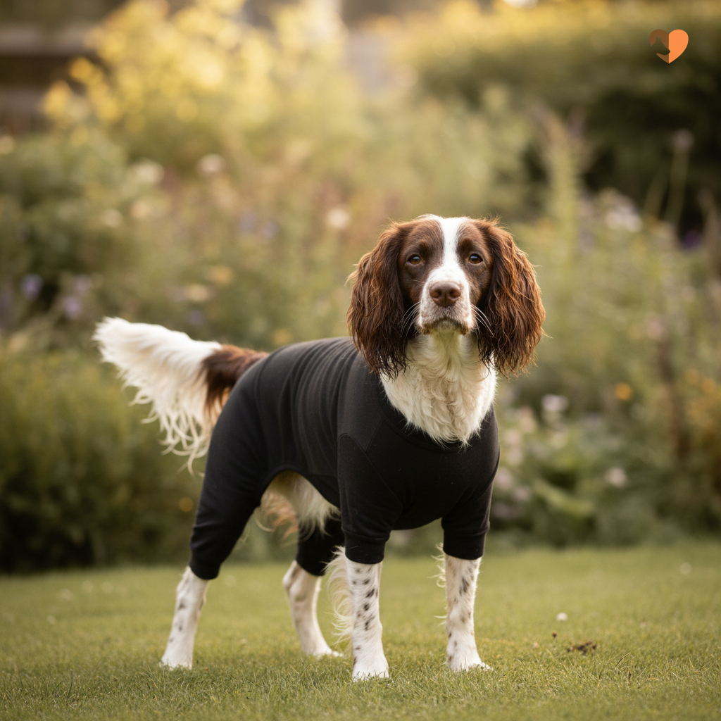 Black cotton dog t-shirt suit, dog recovery and allergy suit by Equafleece