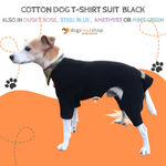 Load image into Gallery viewer, Black cotton dog t-shirt suit, dog recovery and allergy suit by Equafleece®
