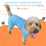 Load image into Gallery viewer, Sky Blue cotton dog t-shirt suit, dog recovery and allergy suit by Equafleece®
