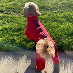 Load image into Gallery viewer, Cockapoo Red Dog Coat / Jumper with legs and zip

