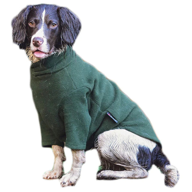 Forest Green Fleece Dog Jumper HOTTERdog, 100% Rainproof, Breathable, Warm and Washable