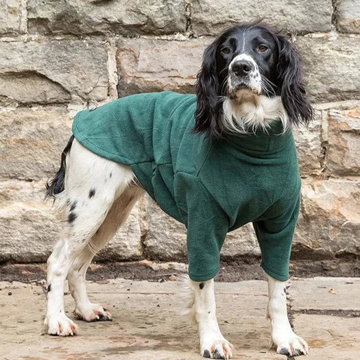 Forest Green Fleece Dog Jumper HOTTERdog, 100% Rainproof, Breathable, Warm and Washable