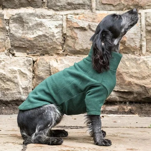 Forest Green Fleece Dog Jumper HOTTERdog, 100% Rainproof, Breathable, Warm and Washable