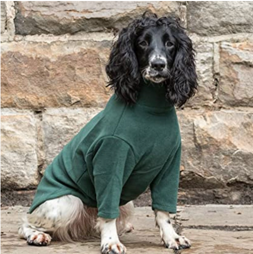 Forest Green Fleece Dog Jumper HOTTERdog, 100% Rainproof, Breathable, Warm and Washable