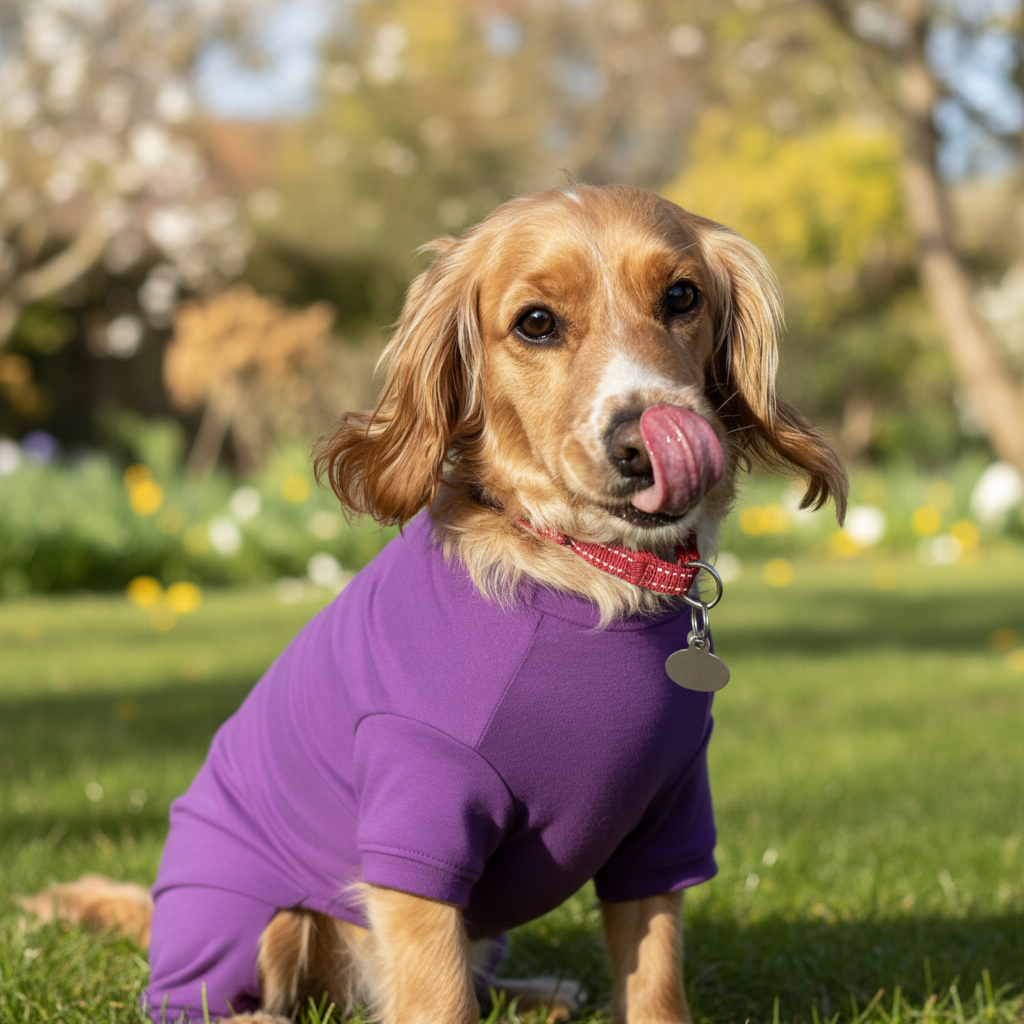 Amethyst Cotton Dog T-Shirt Suit — Natural Background