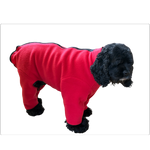 Carica l'immagine nel visualizzatore di Gallery, Cappotto per cani rosso con gambe e cerniera, caldo e leggero pile per cani con gambe
