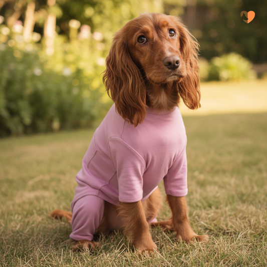 Dusky Rose Cotton Dog T-Shirt Suit — Natural Background