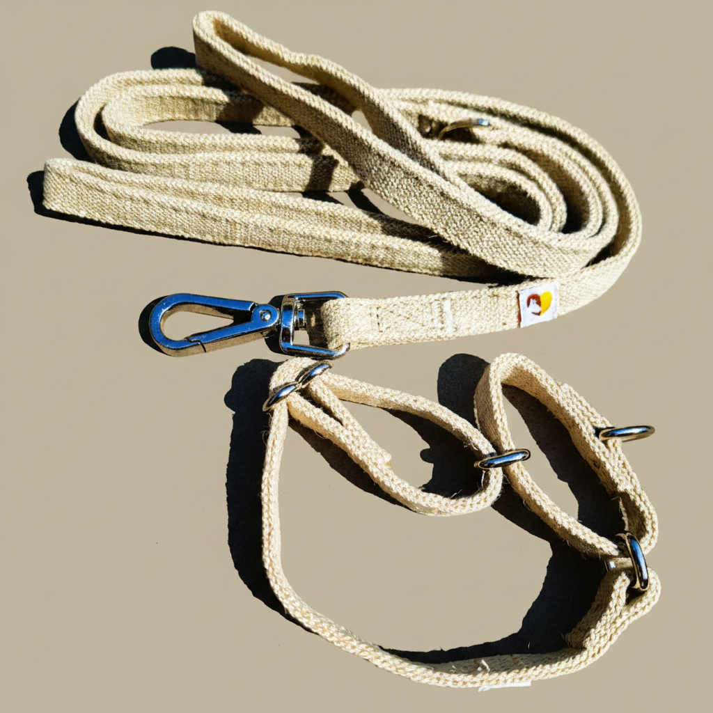 Hemp no-pull collar and lead set