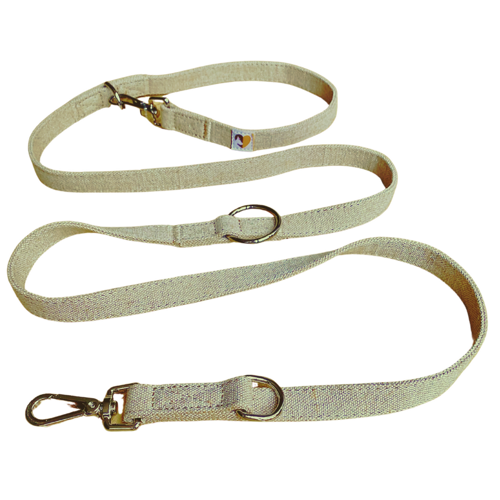 Natural Hemp Double Ended dog lead, Walk 2 dogs, Hands free dog lead