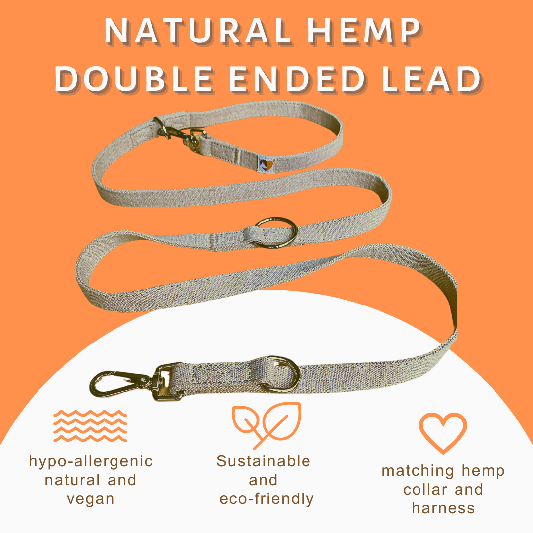 Double ended dog lead in Natural Hemp, Multi length/function dog lead