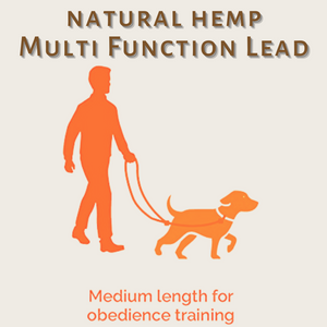 Multifunction dog leash in Natural Hemp, Medium length for obedience training