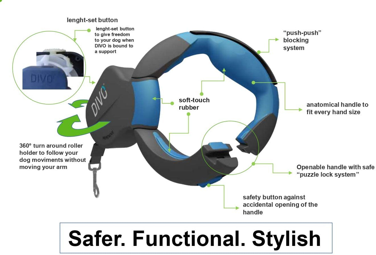 DIVO® retractable dog leash, safer, functional, stylish