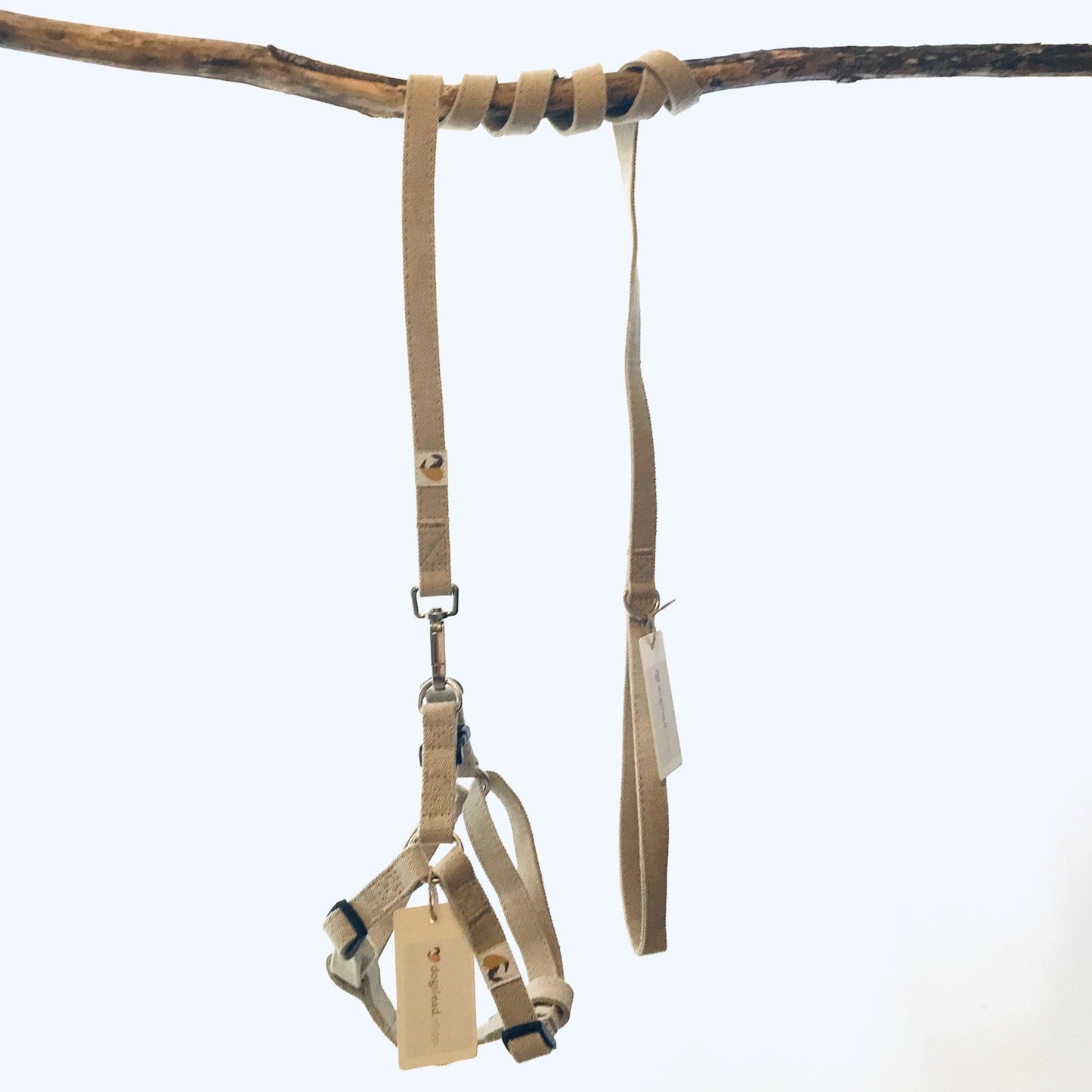 Natural Hemp dog harness and lead set