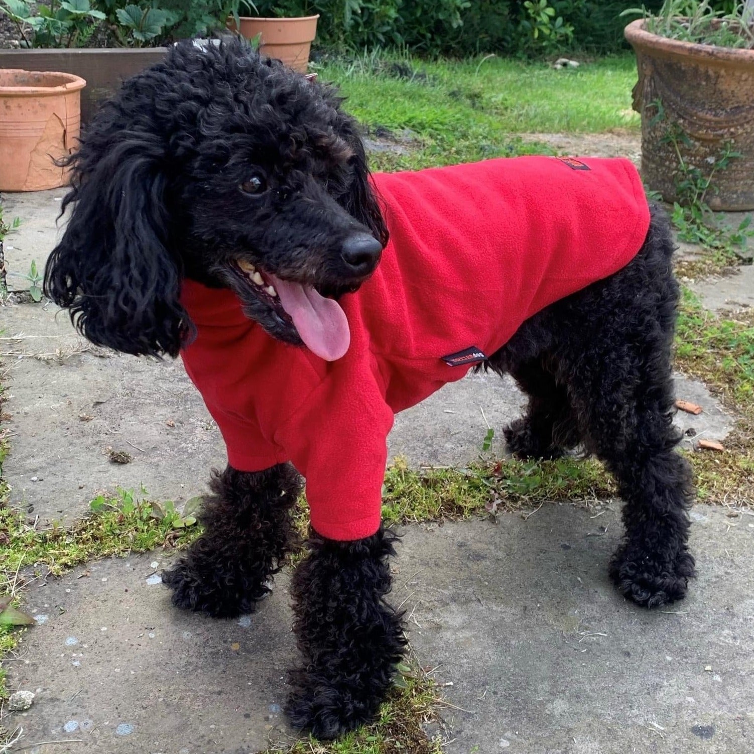 Red Fleece Dog Jumper 100% Rainproof, Breathable, Warm and Washable