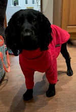 Load image into Gallery viewer, HOTTERdog red fleece dog jumper - size L
